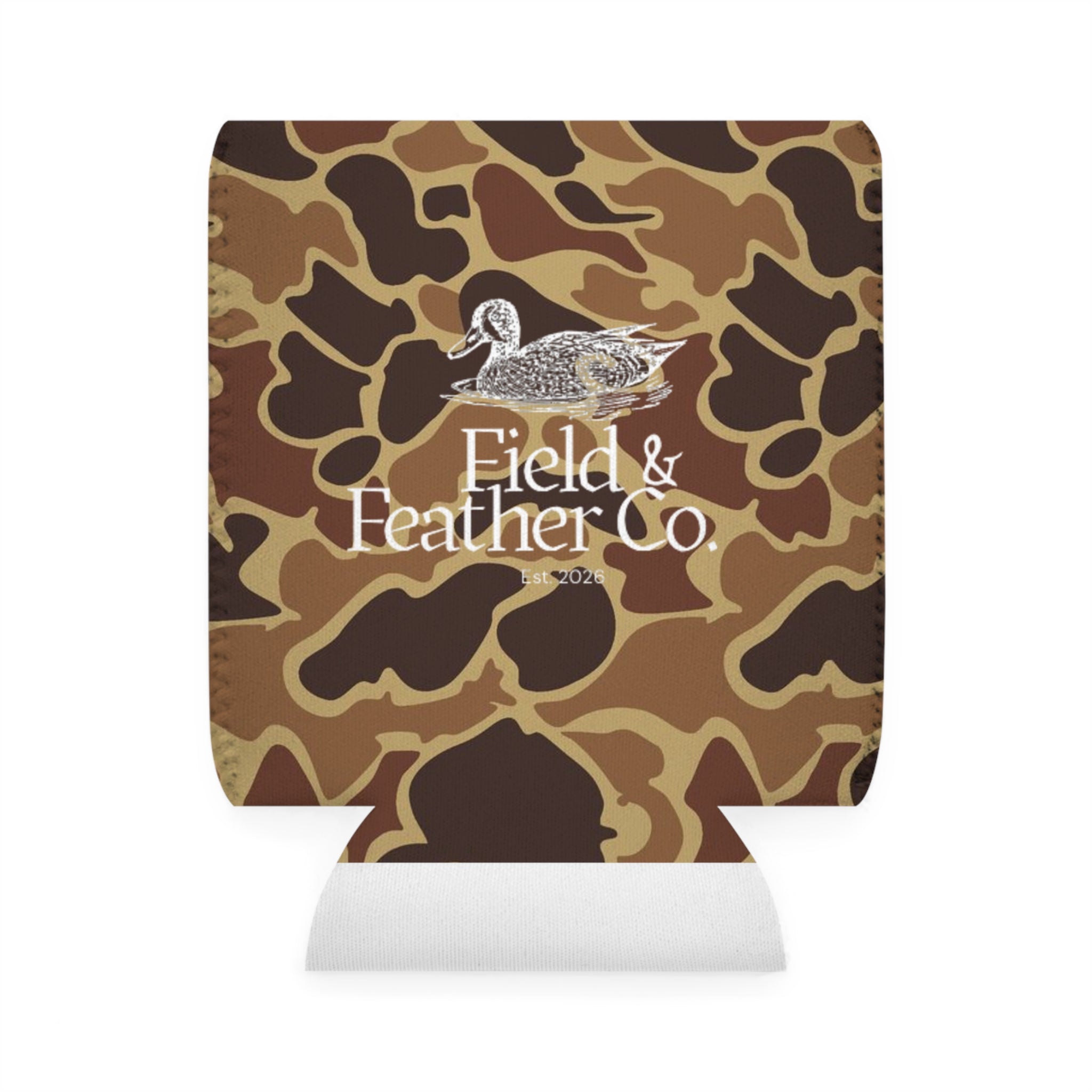 Camo Can Cooler Sleeve — 'Stay Sober Idiot' & Field & Feather Co. Designs