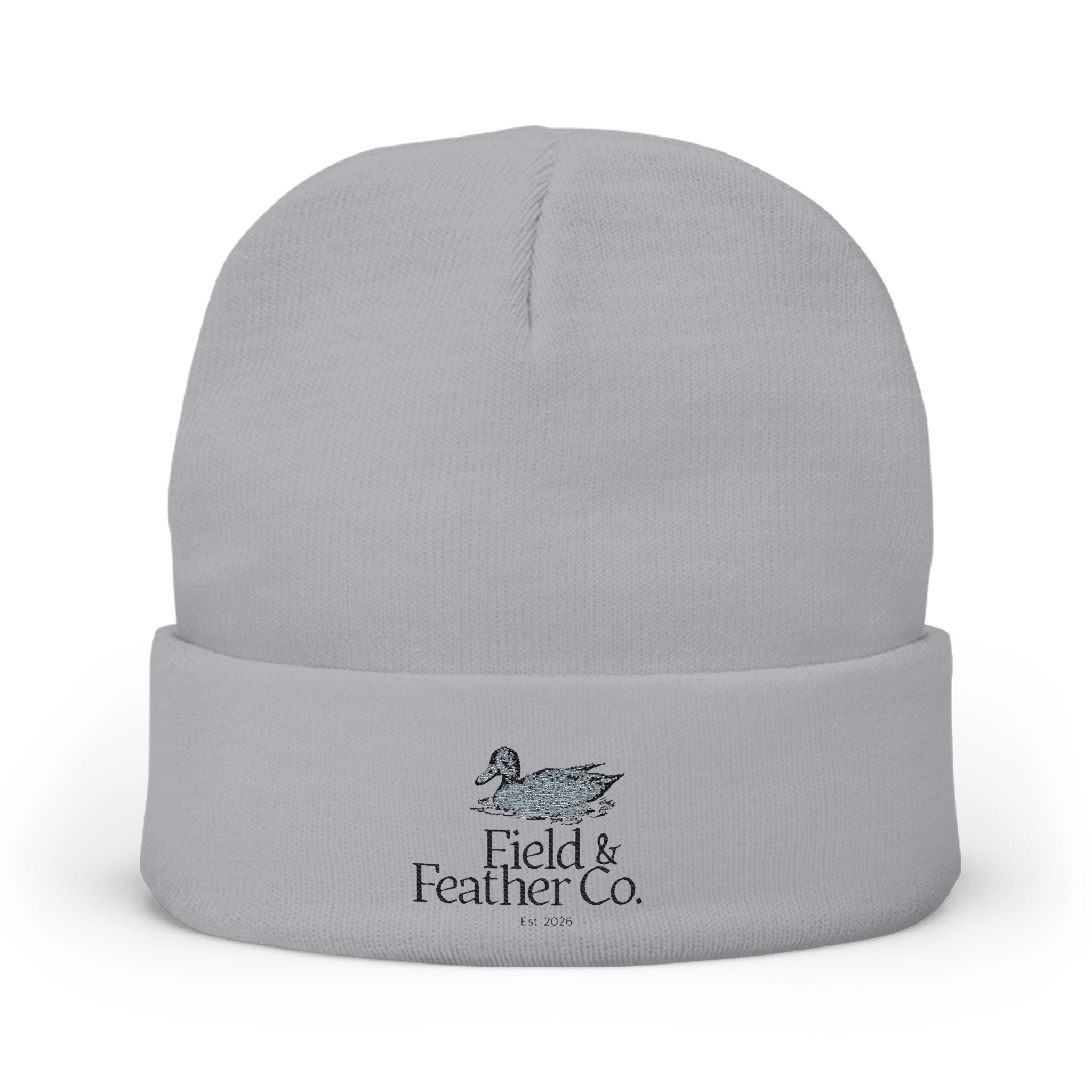 Field & Feather Co. Embroidered Knit Beanie — Duck Logo Winter Hat