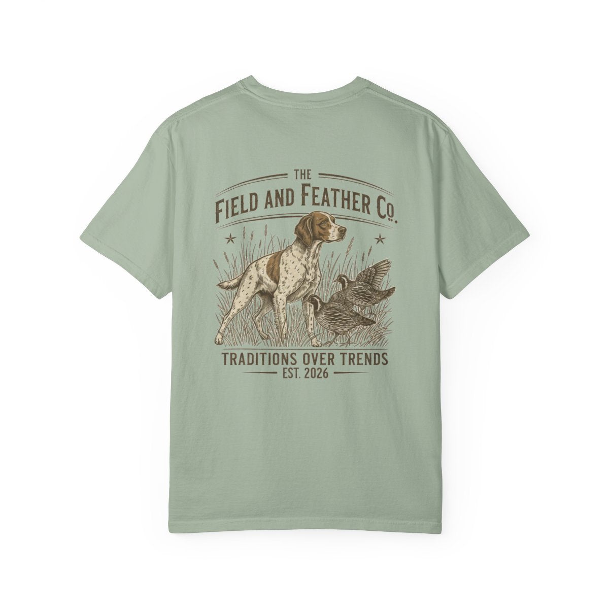 Field & Feather Hunting Tee — 'Traditions Over Trends' Dog & Duck Graphic T-Shirt